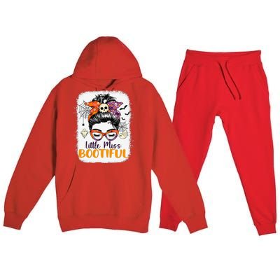 Messy Bun Little Miss Bootiful Boo Halloween Premium Hooded Sweatsuit Set