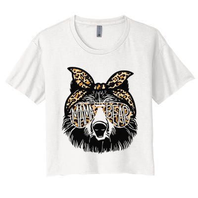 Mama Bear Leopard Bandana Sunglasses Mother's Day Gift Women's Crop Top Tee