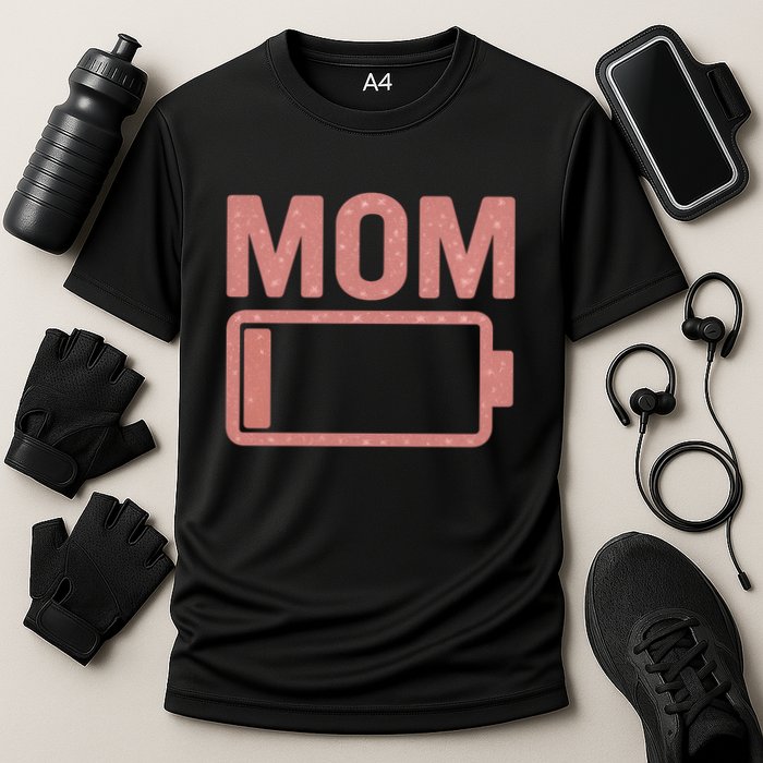 Mom Battery Level Cooling Performance Crew T-Shirt