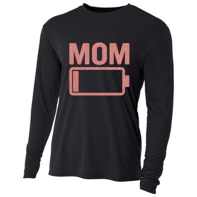 Mom Battery Level Cooling Performance Long Sleeve Crew