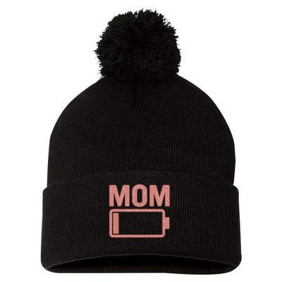 Mom Battery Level Pom Pom 12in Knit Beanie