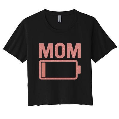 Mom Battery Level Women's Crop Top Tee