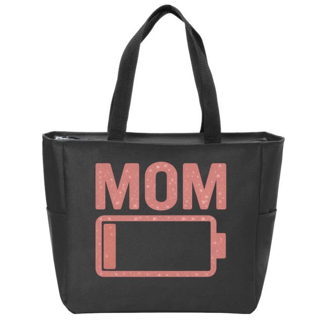 Mom Battery Level Zip Tote Bag