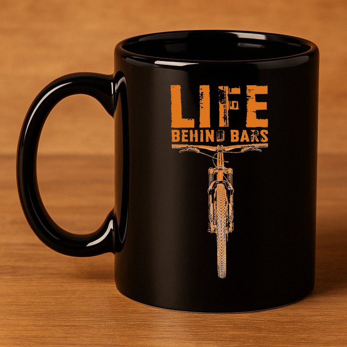 Mountain Bike Life Behind Bars Funny Biking 11oz C Handle Ceramic Mug