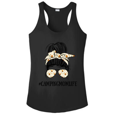 Messy Bun Life Of A Camping Mom Mother's Day Camper Queen Gift Ladies PosiCharge Competitor Racerback Tank