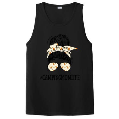 Messy Bun Life Of A Camping Mom Mother's Day Camper Queen Gift PosiCharge Competitor Tank