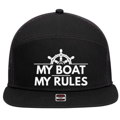 My Boat My Rules Funny Captain Gift 7 Panel Mesh Trucker Snapback Hat