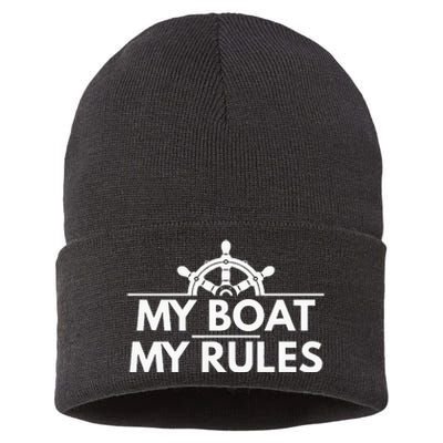 My Boat My Rules Funny Captain Gift Sustainable Knit Beanie