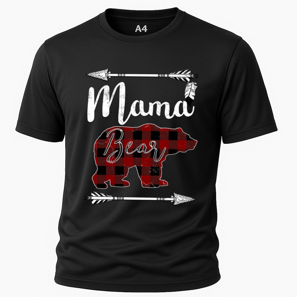 Mama Bear MotherS Day Mom Buffalo Plaid Gift Cooling Performance Crew T-Shirt
