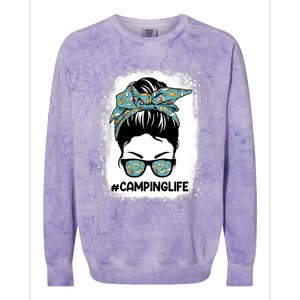 Messy Bun Mom Camping Life Great Gift Camping Life Mom Great Gift Mother Gift Colorblast Crewneck Sweatshirt