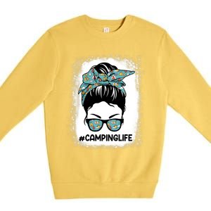 Messy Bun Mom Camping Life Great Gift Camping Life Mom Great Gift Mother Gift Premium Crewneck Sweatshirt