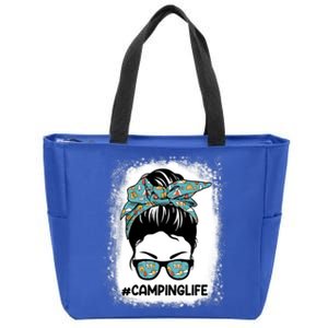 Messy Bun Mom Camping Life Great Gift Camping Life Mom Great Gift Mother Gift Zip Tote Bag