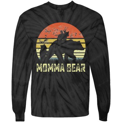 Momma Bear Matching Family Cub 2 Mother's Day Tie-Dye Long Sleeve Shirt