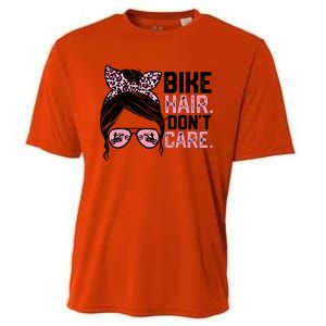 Messy Bun Mother's Day Biker Hair Don't Care For Bike Lovers Cute Gift Cooling Performance Crew T-Shirt