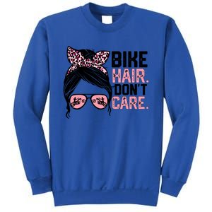 Messy Bun Mother's Day Biker Hair Don't Care For Bike Lovers Cute Gift Sweatshirt