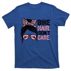 Messy Bun Mother's Day Biker Hair Don't Care For Bike Lovers Cute Gift T-Shirt