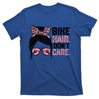 Messy Bun Mother's Day Biker Hair Don't Care For Bike Lovers Cute Gift T-Shirt