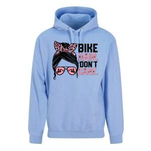 Messy Bun Mother's Day Biker Hair Don't Care For Bike Lovers Cute Gift Unisex Surf Hoodie