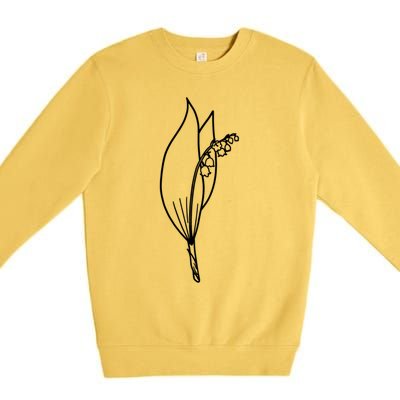 May Birth Month Flower Lily Of The Valley Minimalist Gift Premium Crewneck Sweatshirt