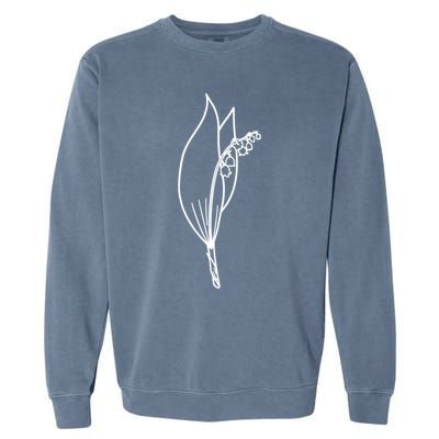 May Birth Month Flower Lily Of The Valley Minimalist Gift Garment-Dyed Sweatshirt