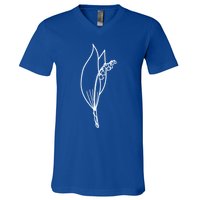 May Birth Month Flower Lily Of The Valley Minimalist Gift V-Neck T-Shirt