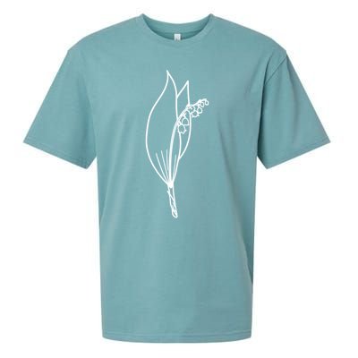 May Birth Month Flower Lily Of The Valley Minimalist Gift Sueded Cloud Jersey T-Shirt