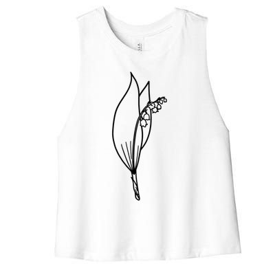 May Birth Month Flower Lily Of The Valley Minimalist Gift Women's Racerback Cropped Tank