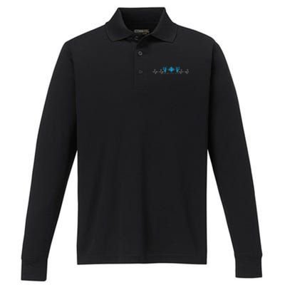 Marine Biologist Marine Biology Heartbeat Performance Long Sleeve Polo