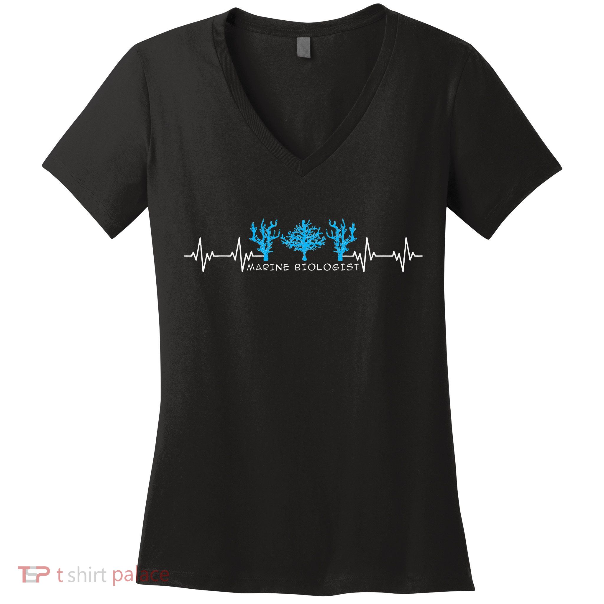 Marine Biologist Marine Biology Heartbeat Women's V-Neck T-Shirt