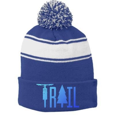 Mountain Bike Mtb Downhill Biking Cycling Biker Gift Cool Gift Stripe Pom Pom Beanie