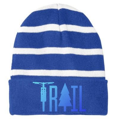 Mountain Bike Mtb Downhill Biking Cycling Biker Gift Cool Gift Striped Beanie with Solid Band