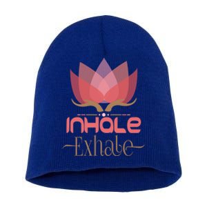 Meditation Breathing Mindfulness Inhale Exhale Cool Gift Short Acrylic Beanie