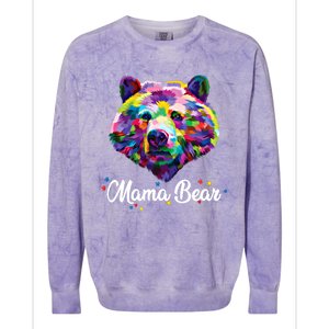 Mother Bear Mama Autism Fathering Bear Autism Gift Colorblast Crewneck Sweatshirt