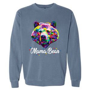 Mother Bear Mama Autism Fathering Bear Autism Gift Garment-Dyed Sweatshirt