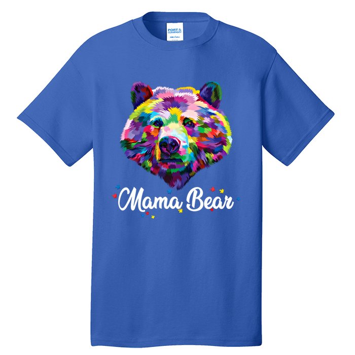 Mother Bear Mama Autism Fathering Bear Autism Gift Tall T-Shirt