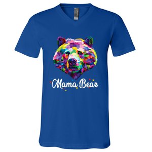 Mother Bear Mama Autism Fathering Bear Autism Gift V-Neck T-Shirt