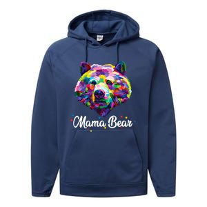 Mother Bear Mama Autism Fathering Bear Autism Gift Performance Fleece Hoodie