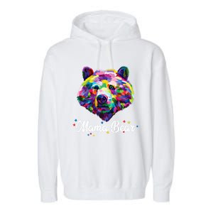 Mother Bear Mama Autism Fathering Bear Autism Gift Garment-Dyed Fleece Hoodie