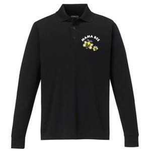 Mama Bee Mother's Day Cute Kawaii Bee Drawing Gift Performance Long Sleeve Polo