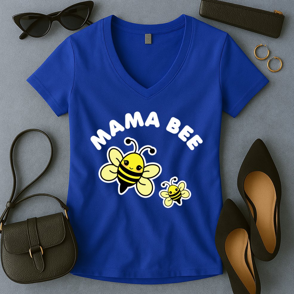 Mama Bee Mother's Day Cute Kawaii Bee Drawing Gift Women's V-Neck T-Shirt
