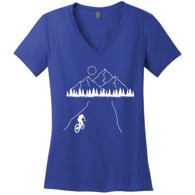 Mountain Biking MTB Cycling Bicycle Bike Cyclist Biker Gift Women's V-Neck T-Shirt