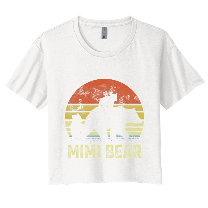 mimi bear matching family cub 2 mors day Women's Crop Top Tee