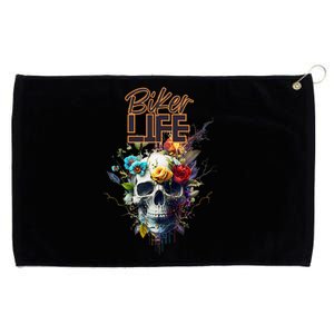 Motorcyclist biker motorcycle skull design Grommeted Golf Towel