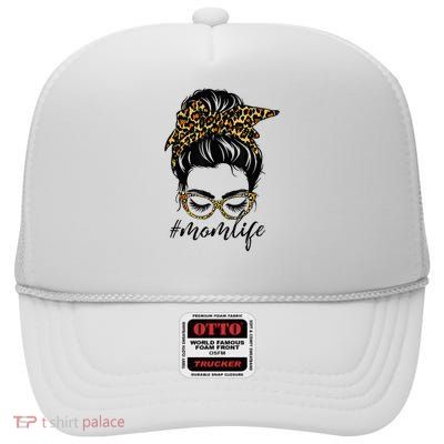 Messy Bun Mom Life MomLife Mothers Day Moms High Crown Mesh Back Trucker Hat