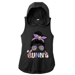 Messy Bun Mama Bunny Easter Bunny Rabbit Mom Easter Eggs Hunt Ladies PosiCharge Tri-Blend Wicking Draft Hoodie Tank