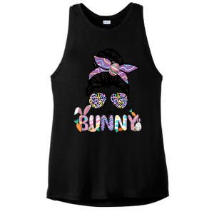 Messy Bun Mama Bunny Easter Bunny Rabbit Mom Easter Eggs Hunt Ladies PosiCharge Tri-Blend Wicking Tank