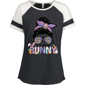 Messy Bun Mama Bunny Easter Bunny Rabbit Mom Easter Eggs Hunt Enza Ladies Jersey Colorblock Tee