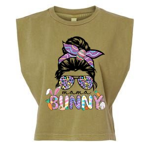 Messy Bun Mama Bunny Easter Bunny Rabbit Mom Easter Eggs Hunt Garment-Dyed Women's Muscle Tee