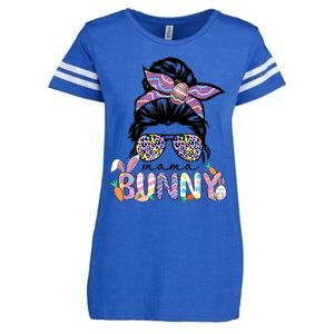 Messy Bun Mama Bunny Easter Bunny Rabbit Mom Easter Eggs Hunt Enza Ladies Jersey Football T-Shirt