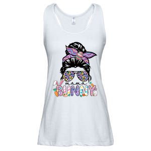 Messy Bun Mama Bunny Easter Bunny Rabbit Mom Easter Eggs Hunt Ladies Essential Flowy Tank